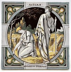 Mintons Fireplace Tile Thomson's Seasons Autumn - Lavinia & Palemon C1880