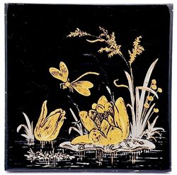 Hand-painted Japanese Aesthetic Style Tile by Minton Hollins & Co. C1880 AE5