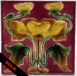 Antique Fireplace Tile Art Nouveau Floral Design T & R Boote Ltd C1905