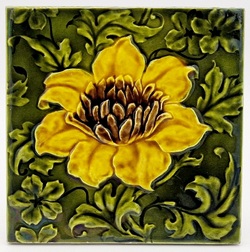 Art Nouveau Fireplace Tile Floral Design Sherwin & Cotton C1890