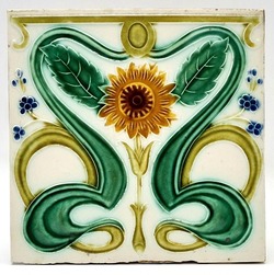 Art Nouveau Tile Belgium Céramiques de Morialmé, Oret  C1900