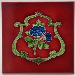 Antique Fireplace Tile Moulded Majolica By T A Simpson C1908