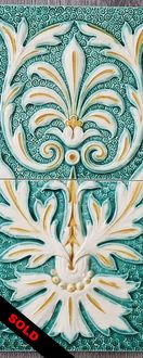 Panel Of Two Minton Hollins & Co Relief Moulded Tiles Neo Classical Motif C1920