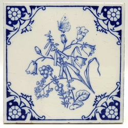Aesthetic Transfer-Printed Tile Minton, Hollins & Co. Floral Design C1880