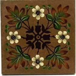 Antique Fireplace Tile Arts & Crafts Impasto Floral Sherwin & Cotton C1886 AE6