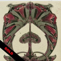 Antique Fireplace Tile Art Nouveau Transfer-Print Floral Design Marsden C1904-05