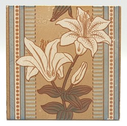 Antique Fireplace Block-Printed Tile Floral Design by Webbs Worcester C1870-1905