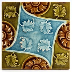 Art Nouveau Fireplace Tile Majolica Floral Design T & R Boote C1870