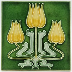 Fireplace Tile Triple Tulip Gibbons Hinton & Co English 1906