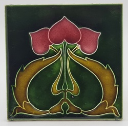 Art Nouveau Majolica Tile by T & R Boote Ltd C1905