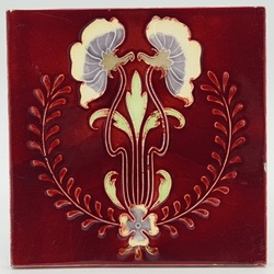 Antique Fireplace Tile Floral Design Gibbons Hinton & Co English 1910
