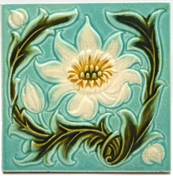 Art Nouveau Fireplace Tile Floral Design By Corn Brothers C1902