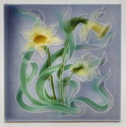 Art Nouveau Tile Daffodils Henry Richards Tile Company C1907
