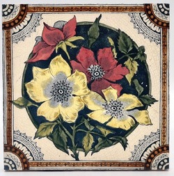 Antique Victorian Fireplace Tile Transfer Print & Tint Marsden C1890