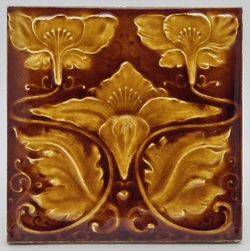 Antique Art Nouveau Moulded Tile by Henry Richards. C1901