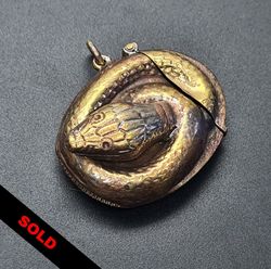 Novelty Brass Coiled Snake Vesta Case Match Safe Holder