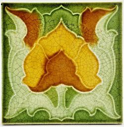 Art Nouveau Fireplace Majolica Tile Floral Design C1902 Corn Bros