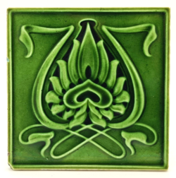 Art Nouveau Moulded Majolica Tile Corn Bros C1906