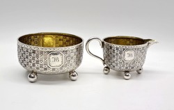 Victorian Sterling Silver Sugar & Creamer by Horace Woodward & Co London 1885