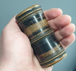 Victorian Ebonised Hand Turned Treen Wood Dice Shaker / Cup