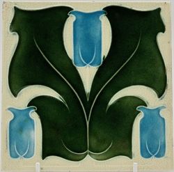 Art Nouveau Majolica Tile Corn Brothers C1905