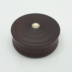19th Century Turned Circular Wooden Snuff Box