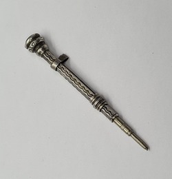 Antique Silver Chatelaine Fob Propelling Pencil with Blue Stone