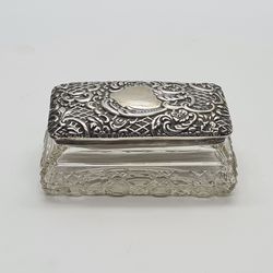 Solid Silver Lidded Cut Glass Dressing Table Jar Hallmarked For Birmingham 1898