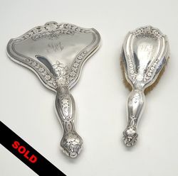Art Nouveau Sterling Silver Brush & Mirror By Foster & Bailey 19th Century