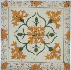 Antique Fireplace Tile Transfer Print & Tint Floral Design by Pilkington C1900