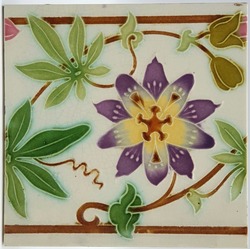 Art Nouveau Tile Belgium Floral Design Céramiques de Morialmé, Oret C1900
