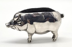 Antique Sterling Silver Pig Pin Cushion by Adie & Lovekin Ltd 1907
