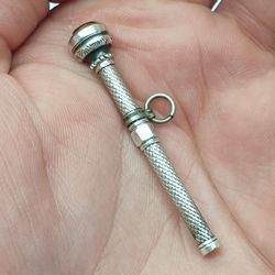 Antique Silver Chatelaine Fob Propelling Pencil with Citrine Stone