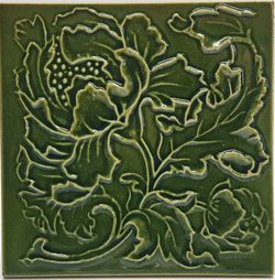 Art Nouveau Moulded Green Glaze Majolica Tile H & E Smith C1948
