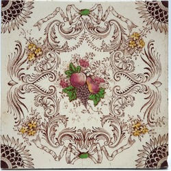 Antique Fireplace Tile Fruits and Flowers by The Decorative Art Tile Co C1900