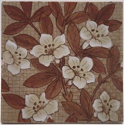 Antique Fireplace Tile Transfer Print & Tint Floral Malkin Edge Co C1905