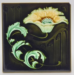 Antique Art Nouveau Majolica Tile by Henry Richards C1905