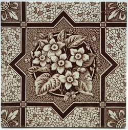 Arts & Crafts Fireplace Tile Transfer Printed Floral Lea & Bolton? C1890