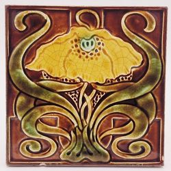 Antique Fireplace Art Nouveau Majolica Tile Ambrose Brook C1911