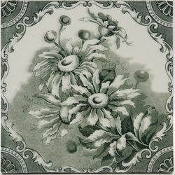 Antique Fireplace Tile Transfer Printed Floral Decorative Art Tile Co C1900