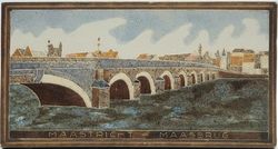 Vintage Dutch Delft Cloisonne Tile Maastricat Maasbrug Bridge by Westraven C1940