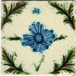 Antique Fireplace Tile Moulded Majolica Floral Tile Rhodes Tile Co C1905