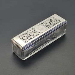 Victorian Sterling Silver & Cut Glass Vanity Box by Frances Douglas London 1844 AE1