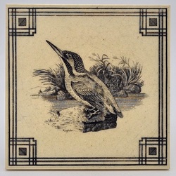 Victorian Tile Kingfisher English Birds Series Maw & Co Broseley Salop C1882