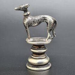 Scarce Sloane & Carter Sterling Silver Greyhound Wax Seal Stamp Birmingham 1909