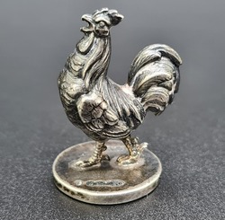 Antique Sampson Mordan & Co Ltd Sterling Silver Rooster Wax Seal Chester 1912