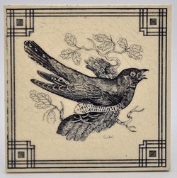 Victorian Tile Cuckoo English Birds Series Maw & Co Broseley Salop C1882