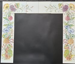 Panel of 14 Hand Painted Tiles Floral Spray Design by Packard & Ord C1957