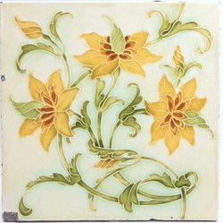 Antique Fireplace Tile Designed By Lewis Day For Pilkington's C1900