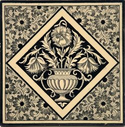 Antique Mintons Fireplace Tile Transfer Printed Floral Tile C1885